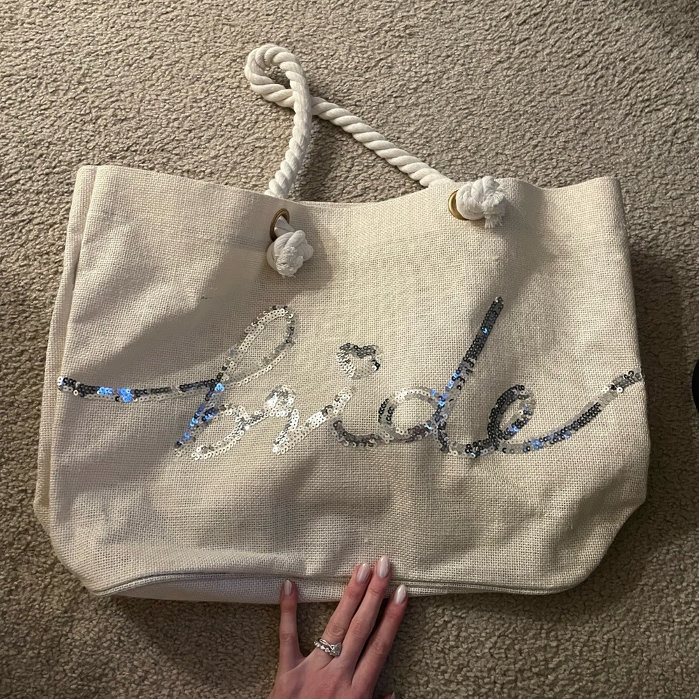 BRIDE canvas bag. Silver sparkle.
